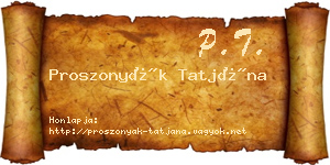 Proszonyák Tatjána névjegykártya